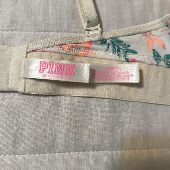 PINK VS 32B Ivory Pink Floral Padded Push-up Bra - Picture 8 of 12